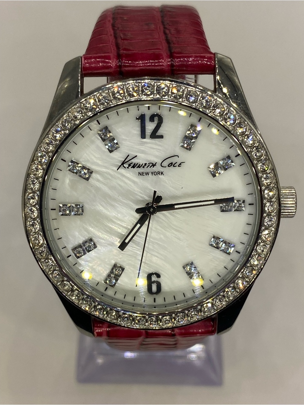 Men’s ^^^ Kenneth Cole  *** New York  *Red Strap *** Crystal Bezel  *^* Iced ^^^